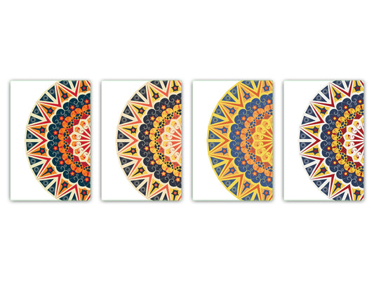 Set of 4 Cutting Boards – 4-piece Cheese Board set; MD02 Mandalas Series:Oriental Retro 2