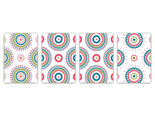 Lot de 4 planches à découper – Lot de 4 plateaux à fromage ; MD02 Série Mandalas:Motifs vintage orientaux 1