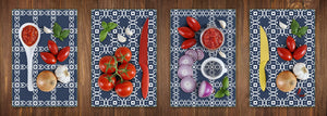 Set of 4 Chopping Boards from Tempered Glass with modern designs; MD01 Ethnic Series:Eastern patterns 2