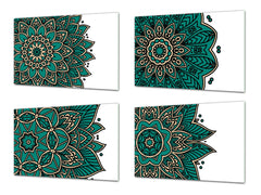 Set di 4 taglieri – Set di 4 taglieri da formaggio; MD02 Serie Mandalas: Mandala fiore