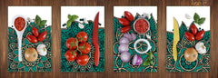 Set di 4 taglieri – Set di 4 taglieri da formaggio; MD02 Serie Mandalas: Mandala fiore