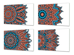 Set di 4 taglieri – Set di 4 taglieri da formaggio; MD02 Serie Mandalas: Paisley o mandala