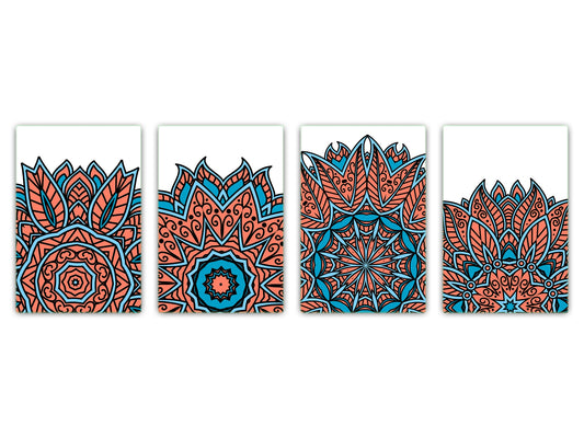 Lot de 4 planches à découper – Lot de 4 plateaux à fromage ; MD02 Série Mandalas: Paisley ou Mandala