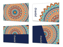 Set di 4 taglieri – Set di 4 taglieri da formaggio; MD02 Serie Mandalas: Mandala etnica 2