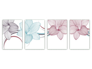 Chopping Board Set – Non-Slip Set of Four Chopping boards; MD06 Flowers Series:Flowers of lily