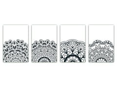 Set di 4 taglieri – Set di 4 taglieri da formaggio; MD02 Serie Mandalas: Mandala vintage nero:
