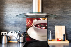 Printed tempered glass backsplash – BS23 European tradicional food Series: Barszcz With Egg 2