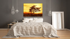 Glass Print Wall Art – Image on Glass SART01B Nature Series: African tree silhouette over sunset