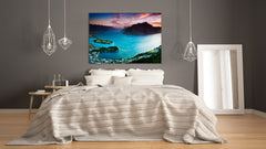 Graphic Art Print on Glass - Beautiful Quality Glass Print Picture SART01C Nature Series: Lake Wakatipu at dusk