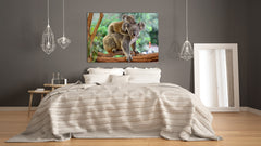 Glass Picture Wall Art - Picture on Glass SART03A Animals Series: Koala bears