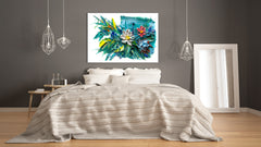 Glass Print Wall Art – Image on Glass SART05 Miscellanous Series: Abstract art: A bouquet of flowers in impressionist style