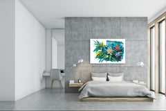 Glass Print Wall Art – Image on Glass SART05 Miscellanous Series: Abstract art: A bouquet of flowers in impressionist style