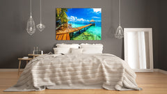 Modern Glass Picture - Contemporary Wall Art SART01 Nature Series: Panorama of Maldives