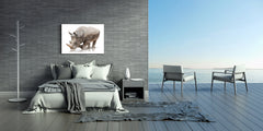 Glass Picture Wall Art - Picture on Glass SART03A Animals Series: Rhino on a white background