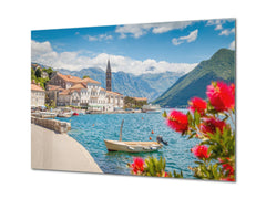 Glass Picture Toughened Wall Art - Wall Art Glass Print Picture SART02 Cities Series: Bay of Kotor in Montenegro