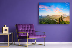 Graphic Art Print on Glass - Beautiful Quality Glass Print Picture SART01C Nature Series: The Great Wall of China at sunrise