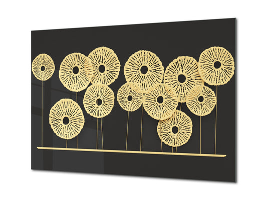 Glass Print Wall Art – Image on Glass SART05 Miscellanous Series: Abstract art: golden sunflowers