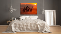 Glass Picture Wall Art - Picture on Glass SART03A Animals Series: African savanna with a giraffe herd