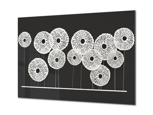 Glass Print Wall Art – Image on Glass SART05 Miscellanous Series: Abstract art: white sunflowers