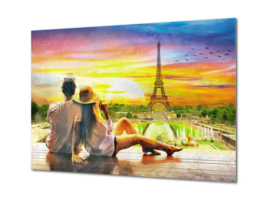 Glass Picture Toughened Wall Art - Wall Art Glass Print Picture SART02 Cities Series: Romantic Paris