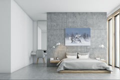 Wall Art - Glass Print Canvas Picture SART03B Animals Series: Horse galloping across snowy field