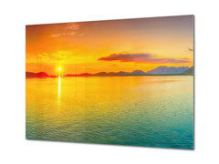 Graphic Art Print on Glass - Beautiful Quality Glass Print Picture SART01C Nature Series: Sunrise over the sea