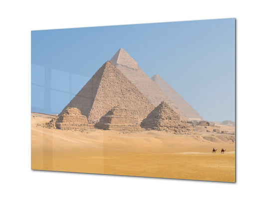 Glass Printed Picture - Wall Picture behind Tempered Glass SART01D Nature Series: The Pyramids in Giza