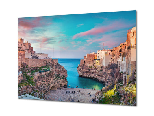 Glass Picture Toughened Wall Art - Wall Art Glass Print Picture SART02 Cities Series: Polignano a Mare