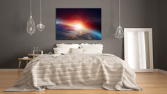 Glass Print Wall Art – Image on Glass SART05 Miscellanous Series: Planet Earth with a spectacular sunset