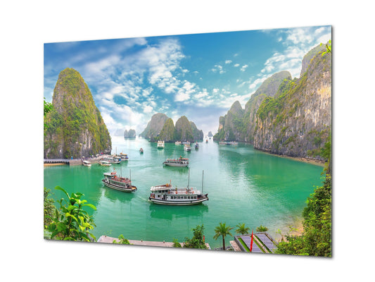 Glass Print Wall Art – Image on Glass SART01B Nature Series: Halong Bay in Vietnam