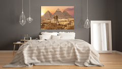 Glass Print Wall Art – Image on Glass SART01B Nature Series: The Sphinx and the Pyramids