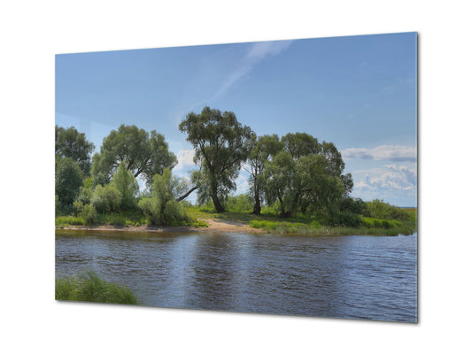 Glass Print Wall Art – Image on Glass SART01B Nature Series: Summer panorama of the Volkhov river