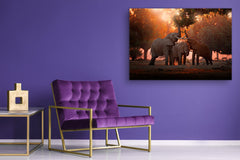 Glass Picture Wall Art - Picture on Glass SART03A Animals Series: African elephants