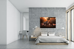 Glass Picture Wall Art - Picture on Glass SART03A Animals Series: African elephants