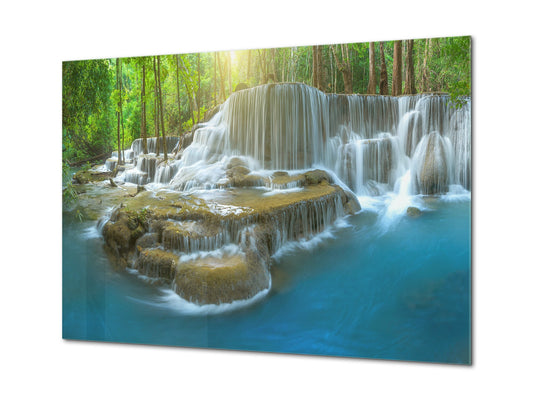 Glass Print Wall Art – Image on Glass SART01B Nature Series: Picturesque waterfall