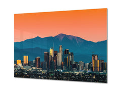 Glass Picture Toughened Wall Art - Wall Art Glass Print Picture SART02 Cities Series: Mountains towering over Los Angeles
