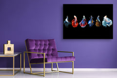 Wall Art - Glass Print Canvas Picture SART03B Animals Series: Colorful fish