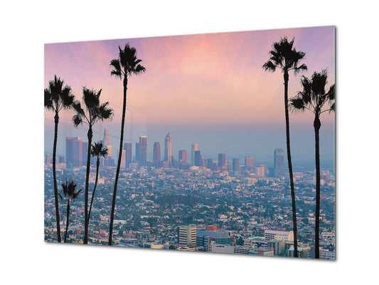 Glass Picture Toughened Wall Art - Wall Art Glass Print Picture SART02 Cities Series: The skyline of Los Angeles