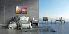 Modern Glass Picture - Contemporary Wall Art SART01 Nature Series: Full cherry blossom under Fuji mountain