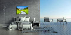 Modern Glass Picture - Contemporary Wall Art SART01 Nature Series: Mountain green valley river