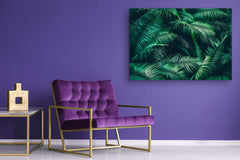 Cuadro de vidrio moderno - Arte mural contemporáneo SART04 Serie Flores y hojas: Hojas de bosque tropical