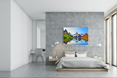 Graphic Art Print on Glass - Beautiful Quality Glass Print Picture SART01C Nature Series: Snowy mountain range