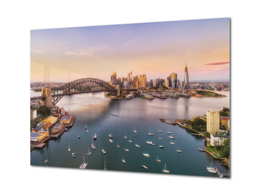 Glass Picture Toughened Wall Art - Wall Art Glass Print Picture SART02 Cities Series: Harbour bridge in Sydney