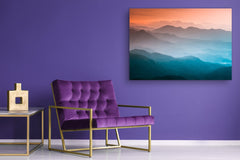 Glass Printed Picture - Wall Picture behind Tempered Glass SART01D Nature Series: Mountains under mist