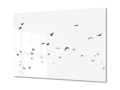 Wall Art - Glass Print Canvas Picture SART03B Animals Series: Monochrome Bird Silhouettes