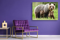 Glass Picture Wall Art - Picture on Glass SART03A Animals Series: Bear family