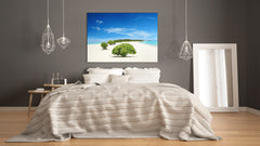 Glass Printed Picture - Wall Picture behind Tempered Glass SART01D Nature Series: Green trees against blue sky