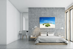 Glass Printed Picture - Wall Picture behind Tempered Glass SART01D Nature Series: Green trees against blue sky