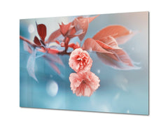 Modern Glass Picture - Contemporary Wall Art SART04 Flowers and leaves Series: Beautiful cherry tree flowers