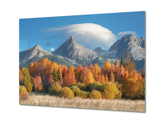 Modern Glass Picture - Contemporary Wall Art SART01 Nature Series: Autumn view on the High Tatras